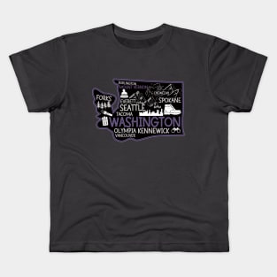 Mount Vernon Washington cute map Tacoma Seattle Kennewick Spokane Kids T-Shirt